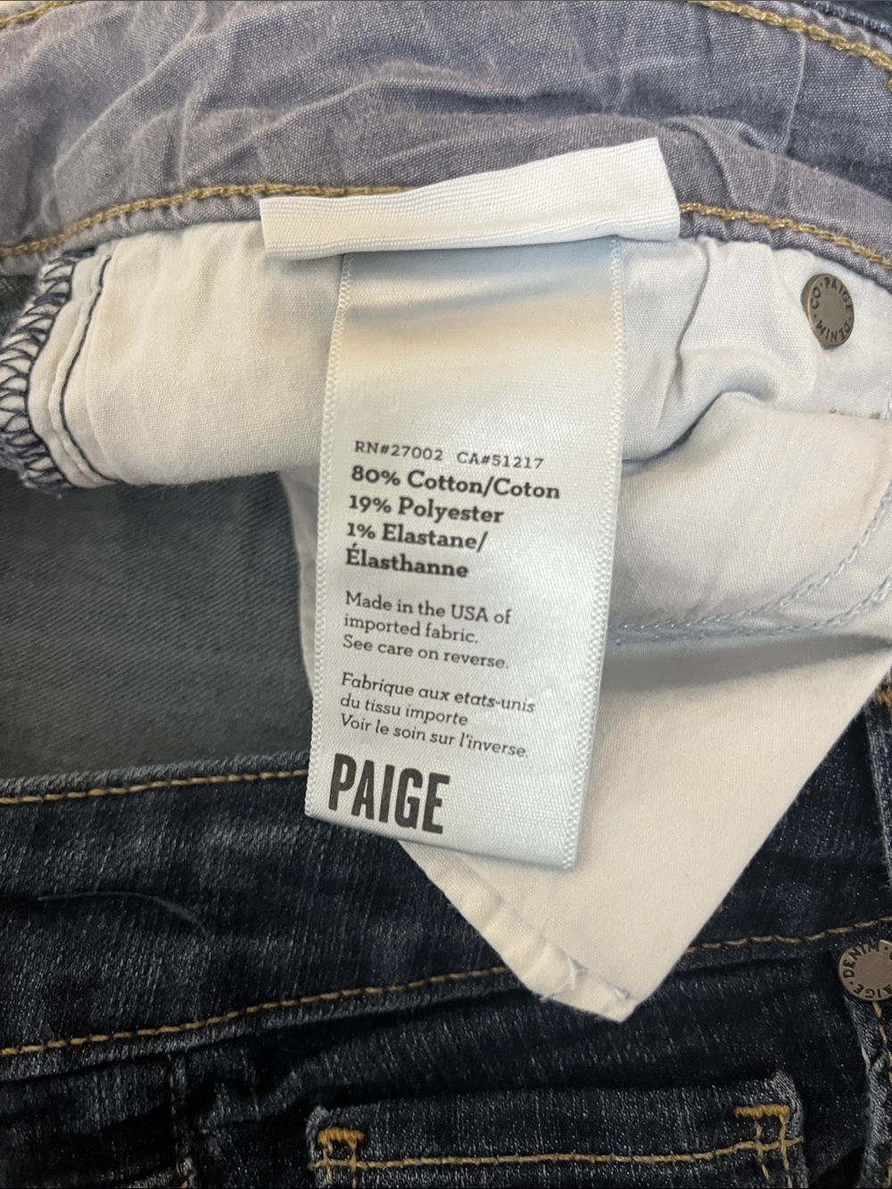 Paige Women’s Dark Indigo Straight leg Jeans - Stretch Slim Fit women’s size 28 - Picture 5 of 5